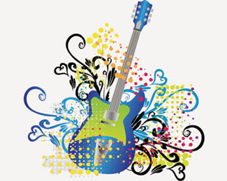Guitar Music Decoration Banner Vector Illustration