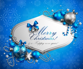 Merry Christmas Decoration Blue Card