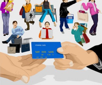 People Shopping Vector Illustration