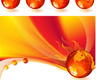 Burning globe on a abstract background