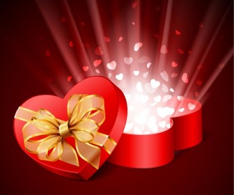 Scattered Hearts Gift Box Vector