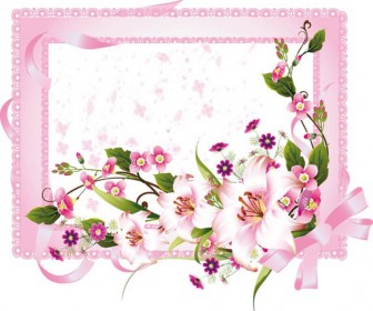 Wedding invitation card with flower vector