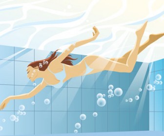 Woman Swimming Vector