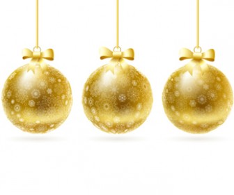 Gold Christmas Balls Vector