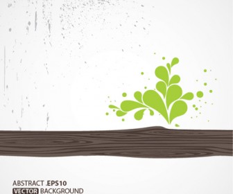 Wooden Vector with Green Leaf
