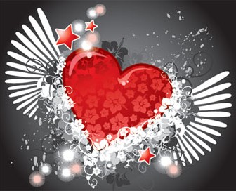 Illustration Heart Wings Vector Background