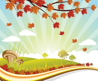 Autumn Landscape Illustration Vector Background