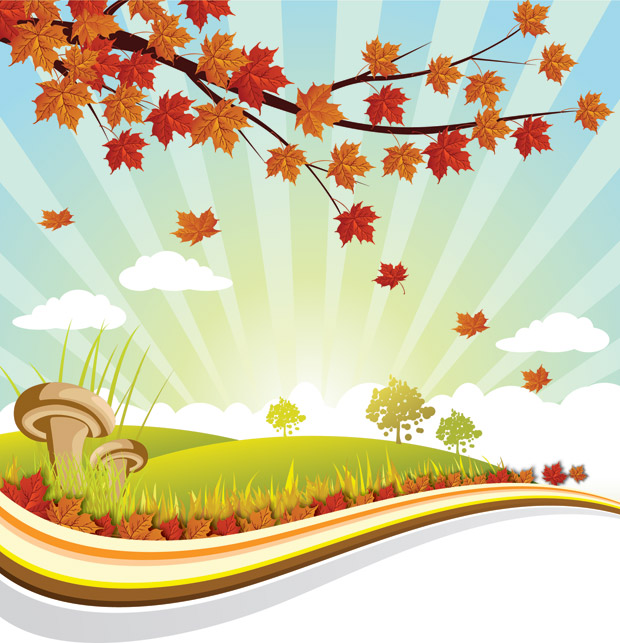 Download Autumn Landscape Illustration Vector Background - Free Vector Art