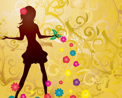 Vector Girl with Flowers illustration - Ai, Svg, Eps Vector Free Download