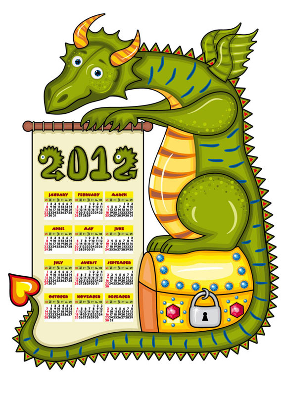 Dragon calendar vector background Ai, Svg, Eps Vector Free Download