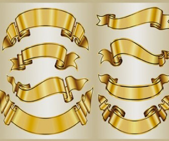 Illustration Golden Ribbons Vector Set