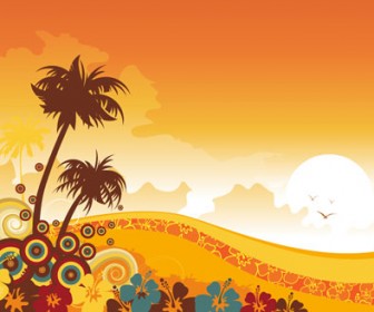 Sunset Beach Vector illustration